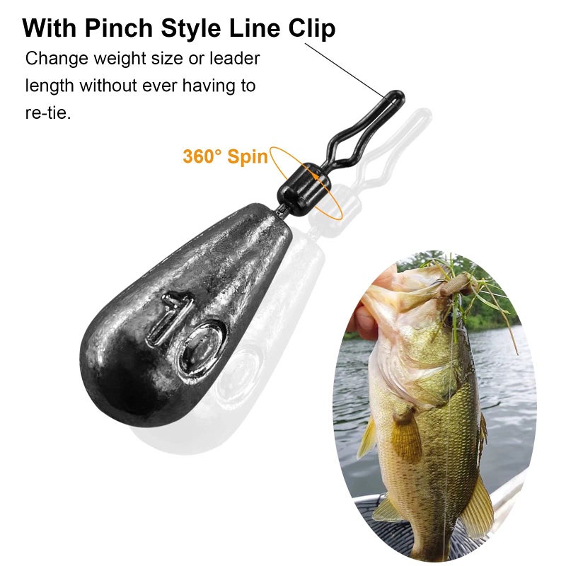 THKFISH Fishing Weights Fishing Sinker Drop Shot Weights Fishing Weights Kit Drop Shot Rig Fishing Weights B-Waterdrop Shape 28pcs - Image 4